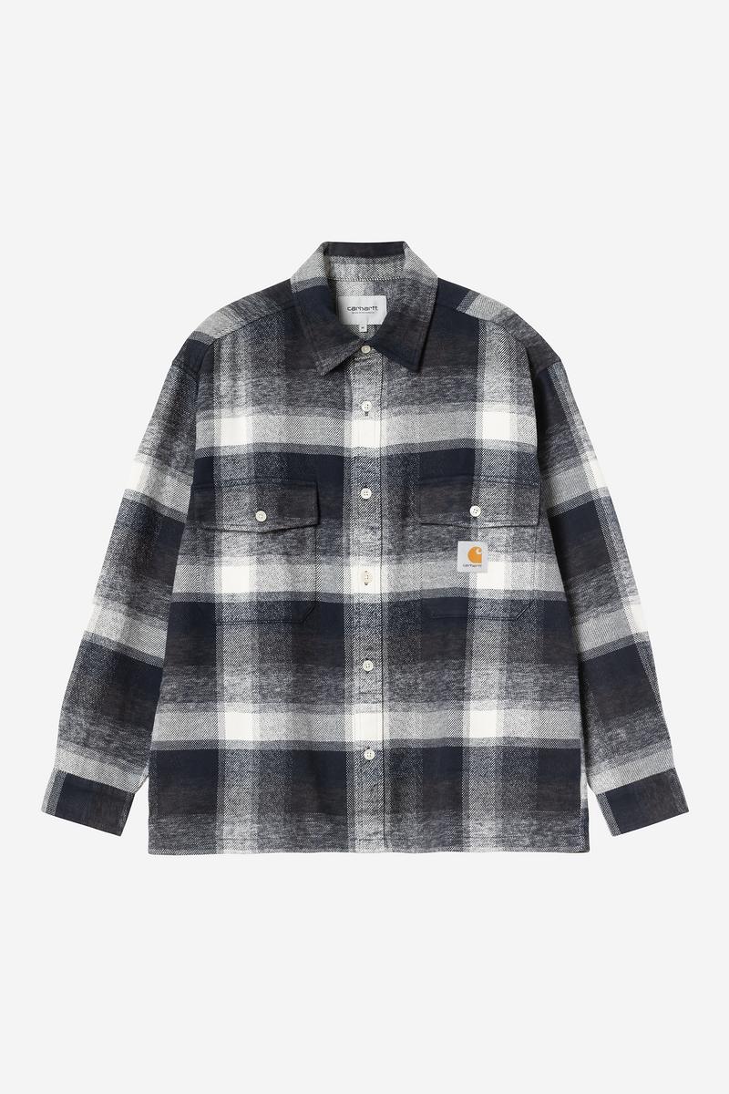 Carhartt L/S Esterson Shirt - Esterson Check, Dark Navy