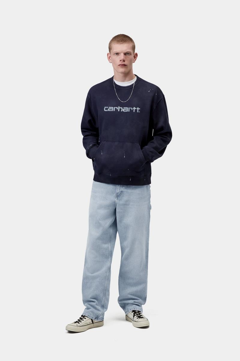 Carhartt Single Knee Pant - Blue, Heavy worn bleached