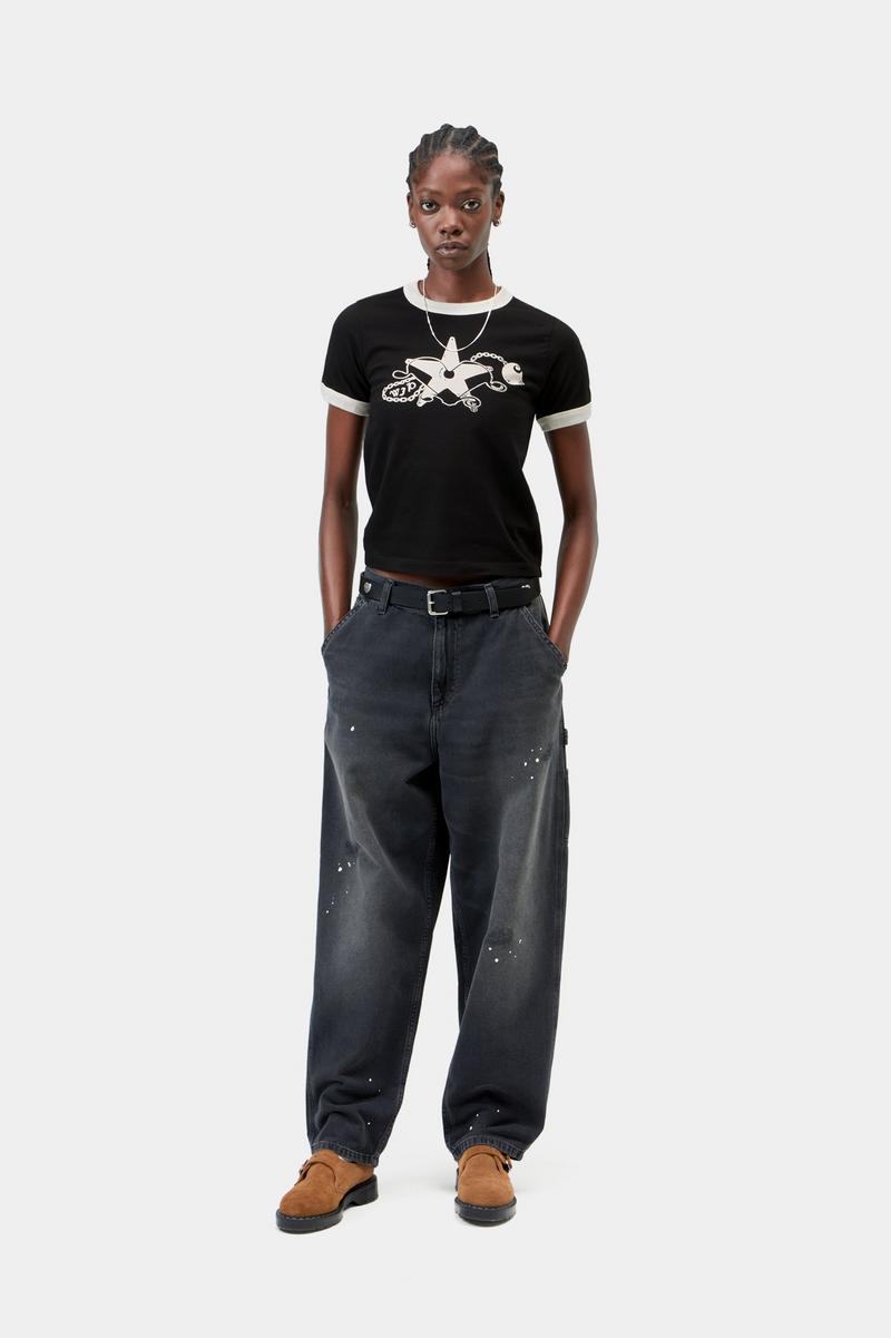 Carhartt S/S Outlaw Star Ringer T-Shirt - Black / Wax, Heavy stone wash