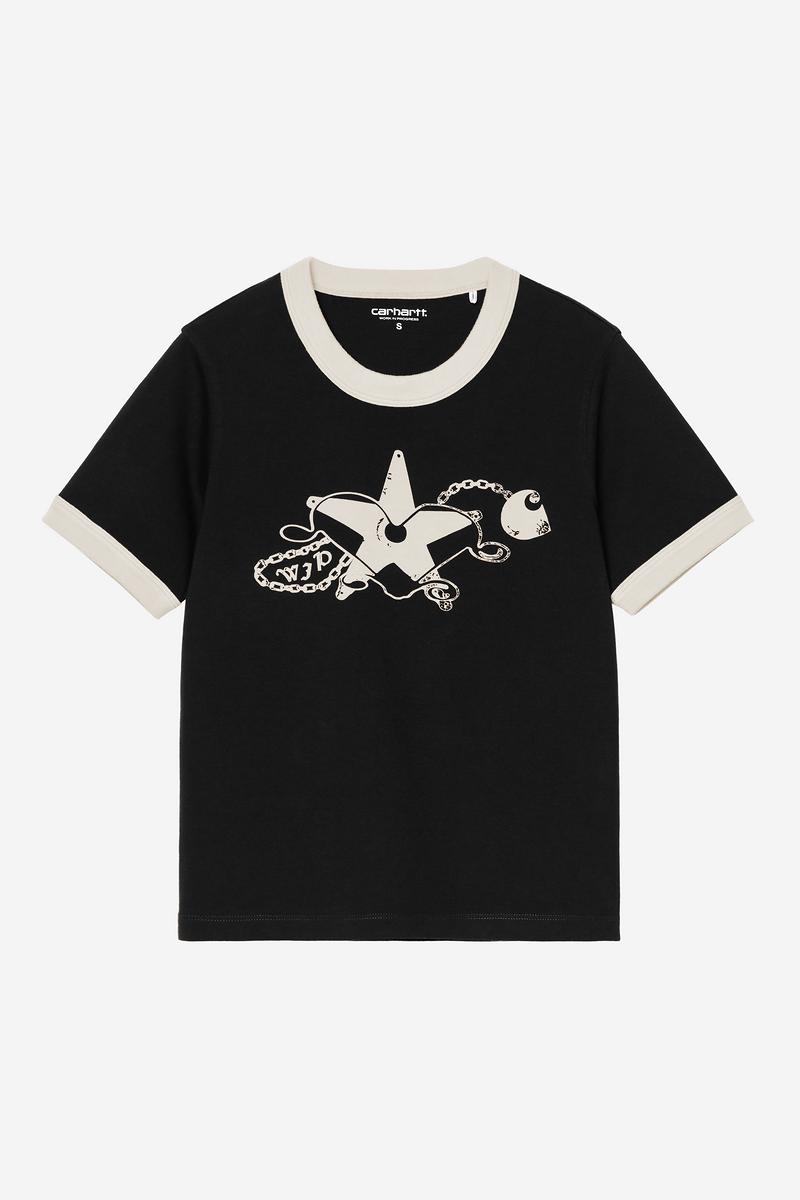 Carhartt S/S Outlaw Star Ringer T-Shirt - Black / Wax, Heavy stone wash