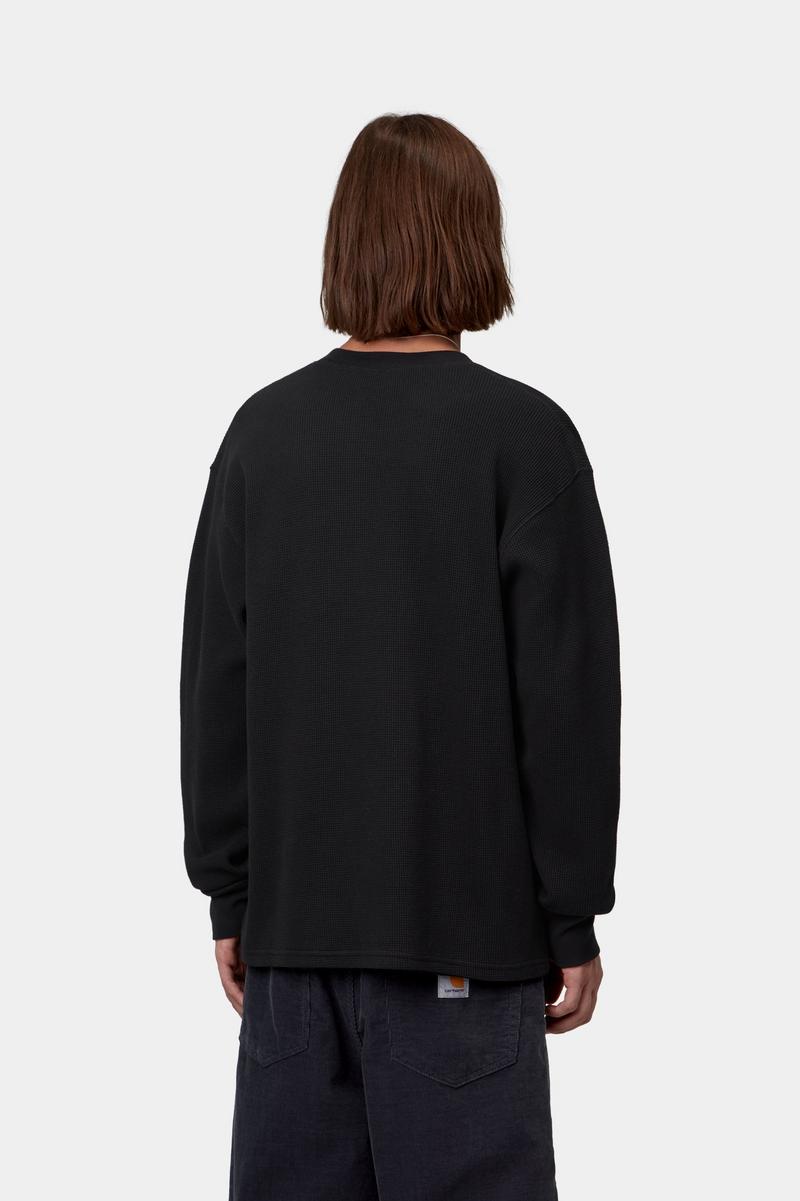 Carhartt L/S Blackletter Waffle T-Shirt - Black / White
