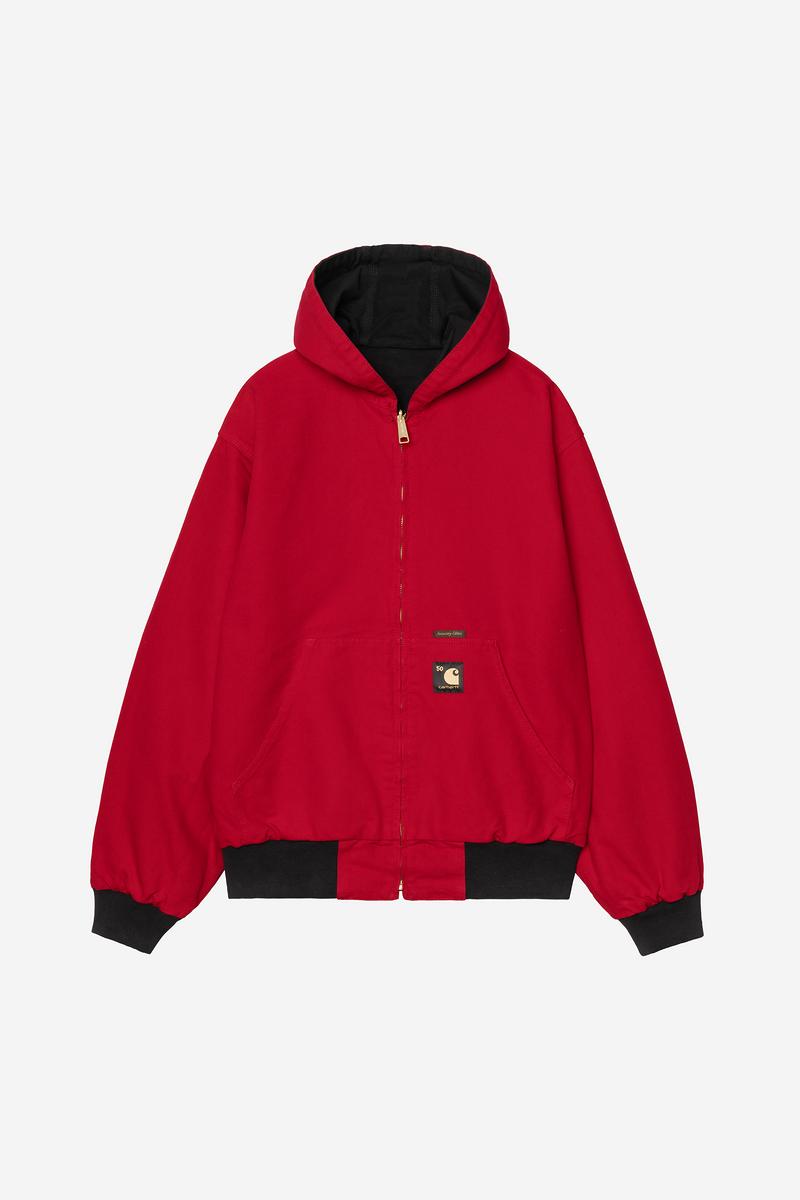 Carhartt OG Active Jacket 50th Anniversary Edition Canvas - Black / USA Red, Rinsed