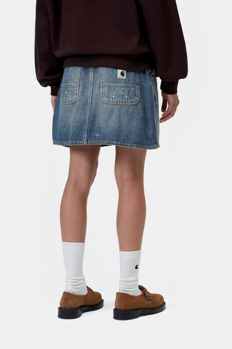 Carhartt Maeve Double Knee Skirt - Blue, Destroy wash, splatter