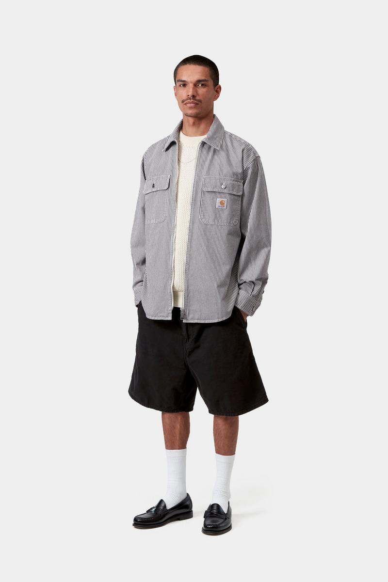 Carhartt Mercer Shirt Jac - Mercer Stripe, Graphite / Wax, Stone washed