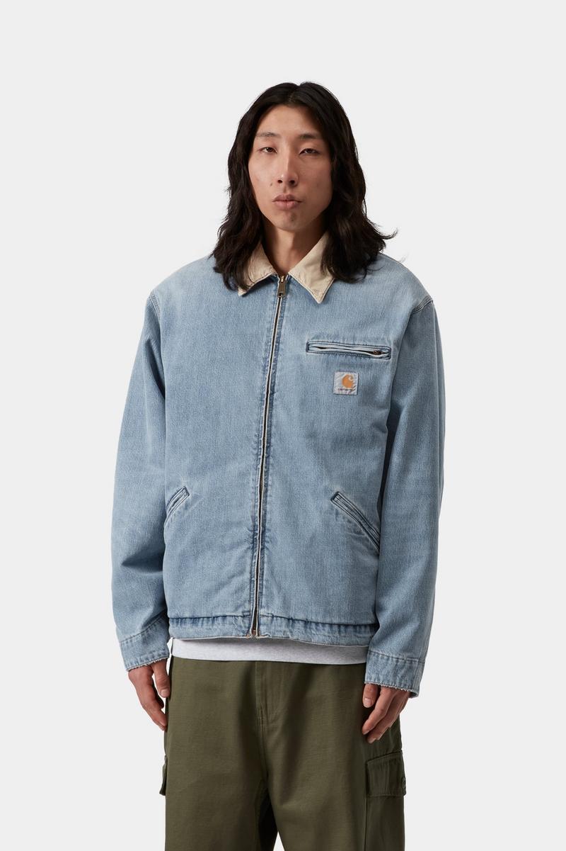 Carhartt OG Detroit Jacket - Blue / Dusty H Brown, Burst washed