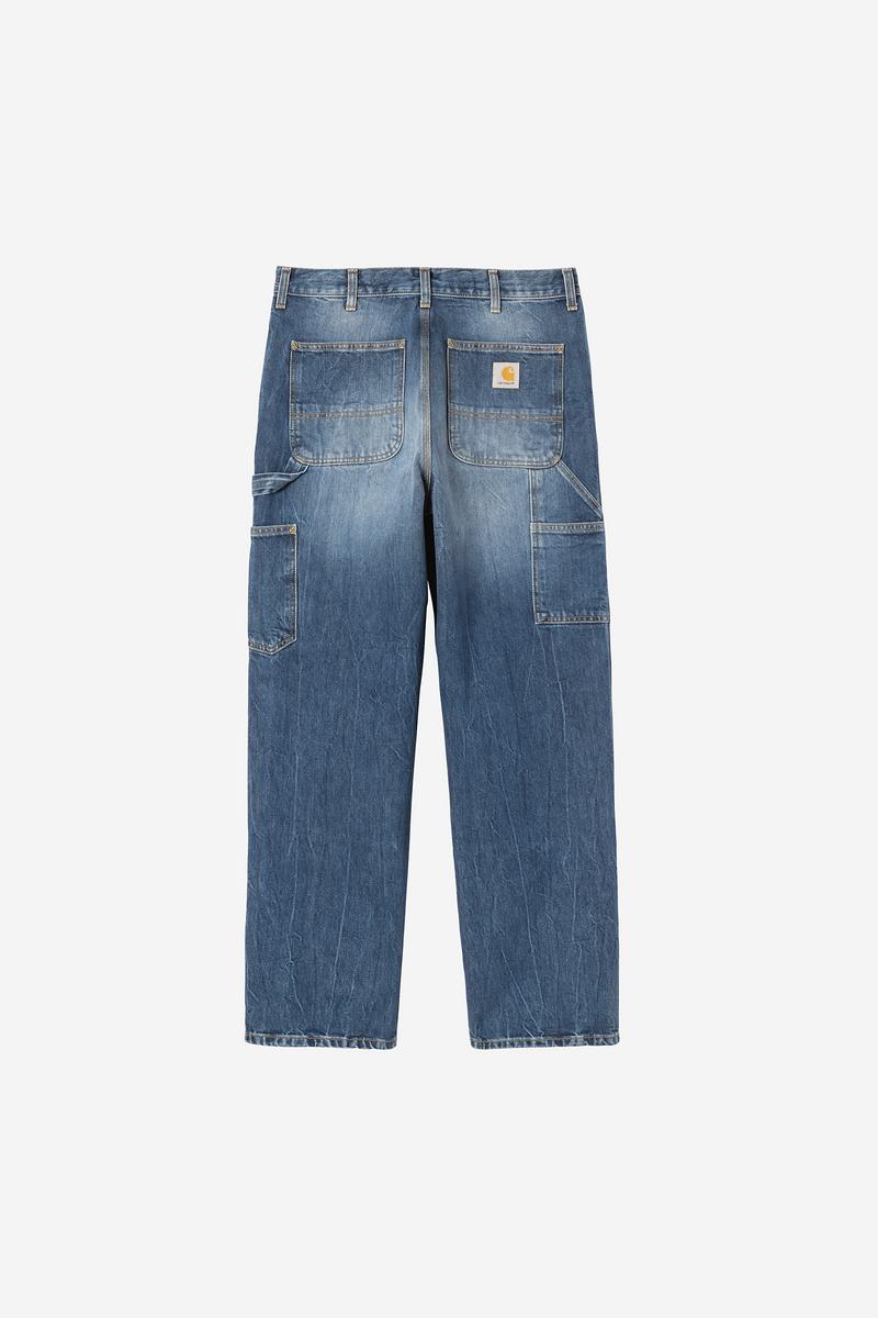 Carhartt Double Knee Pant - Blue, Marble used wash