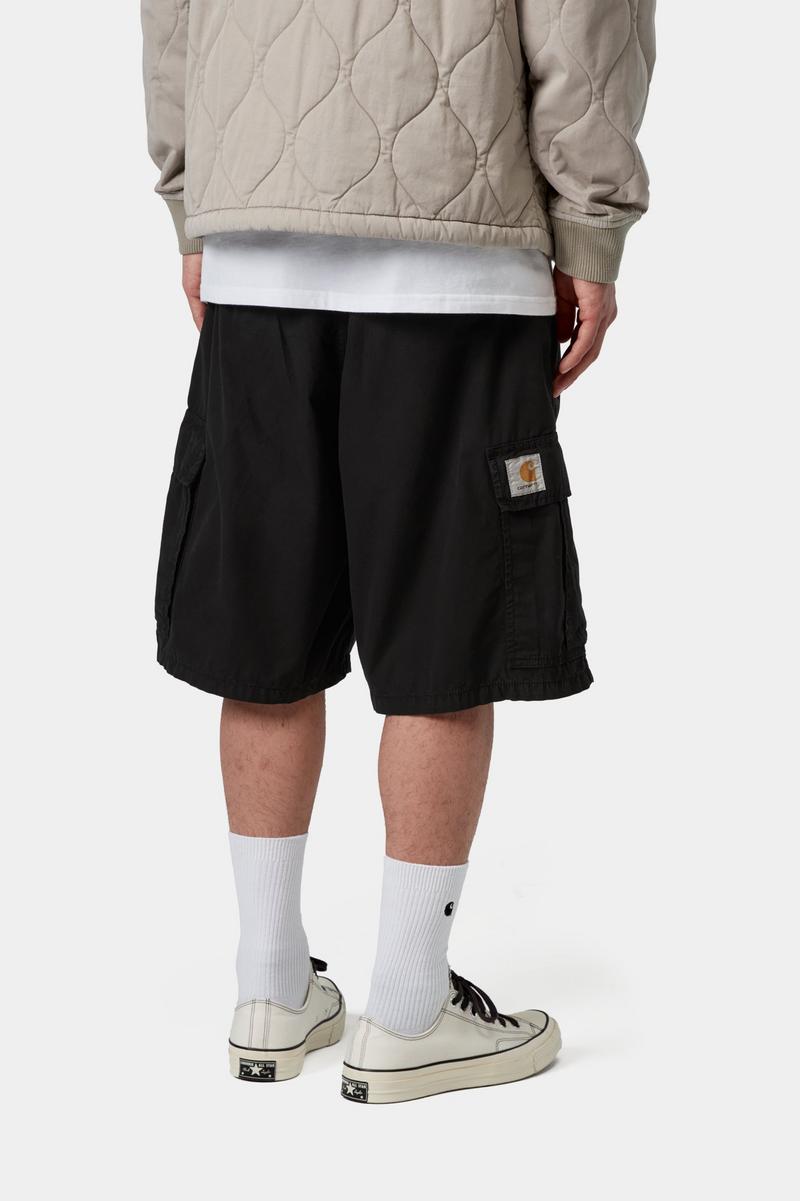 Carhartt Cole Cargo Short - Black, Garment dyed
