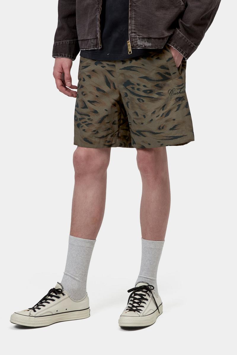 Carhartt Travon Short - Duck Feather Print, Cypress / Black