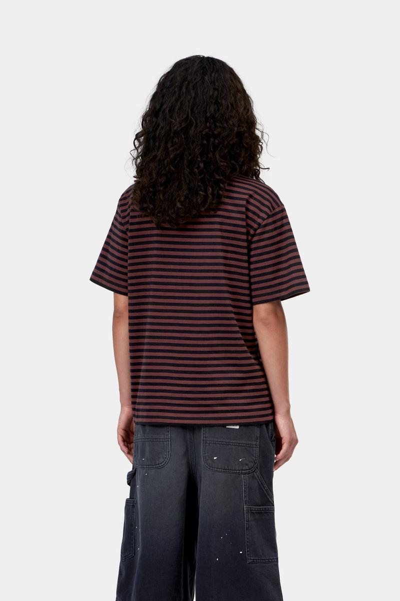 Carhartt S/S Essy T-Shirt - Essy Stripe, Black / Amarone