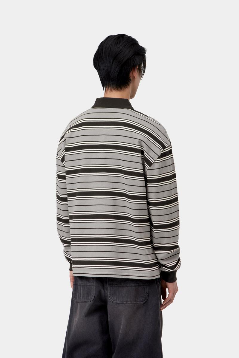 Carhartt L/S Devitt Rugby Shirt - Devitt Stripe, Shady Grey