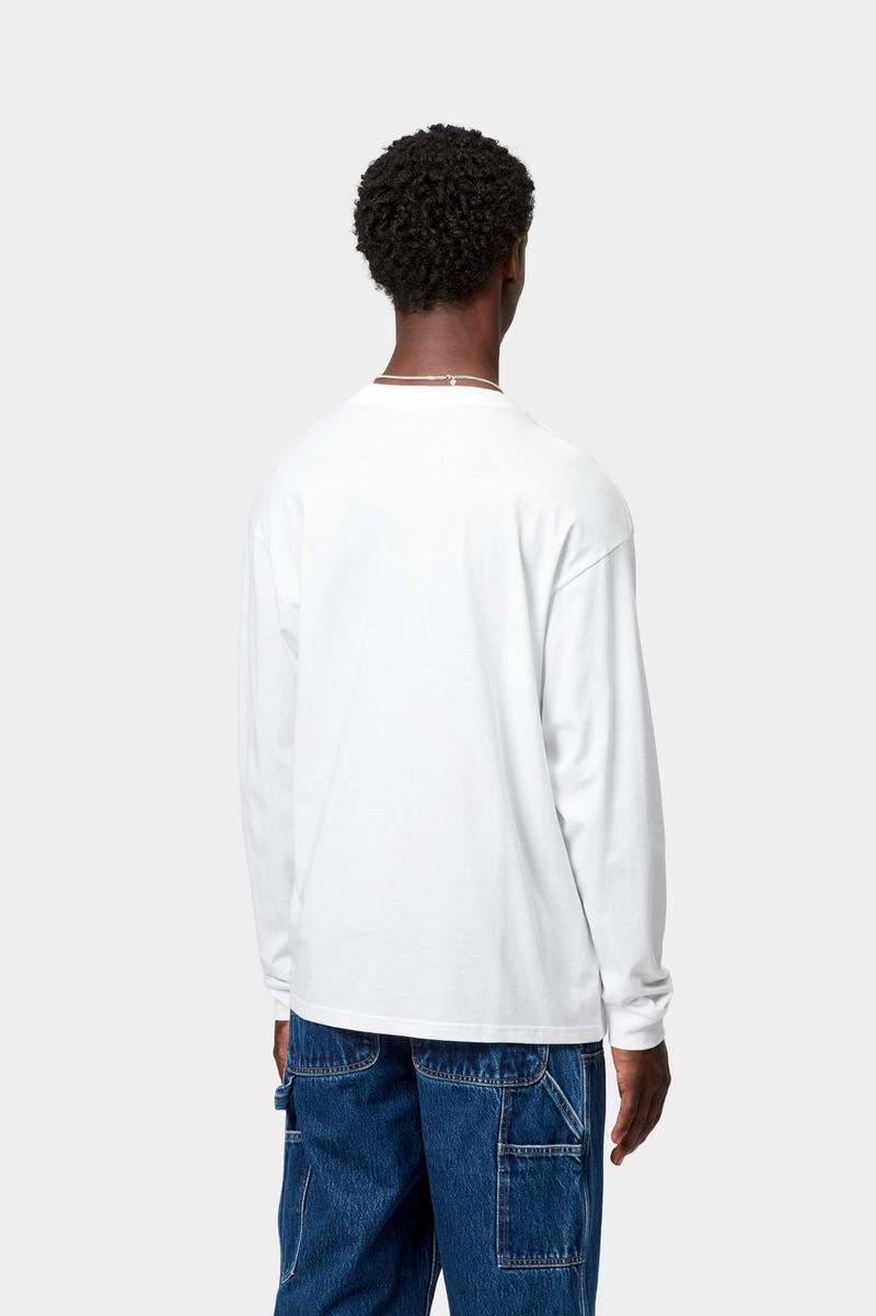 Carhartt L/S Script Embroidery T-Shirt - White / Black