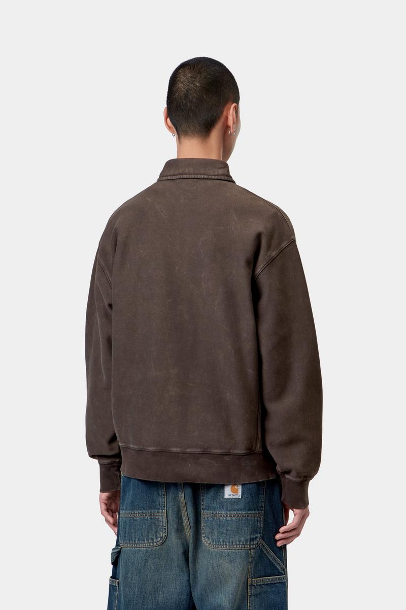 Carhartt Lambert Polo Sweatshirt - Tobacco, Moon wash
