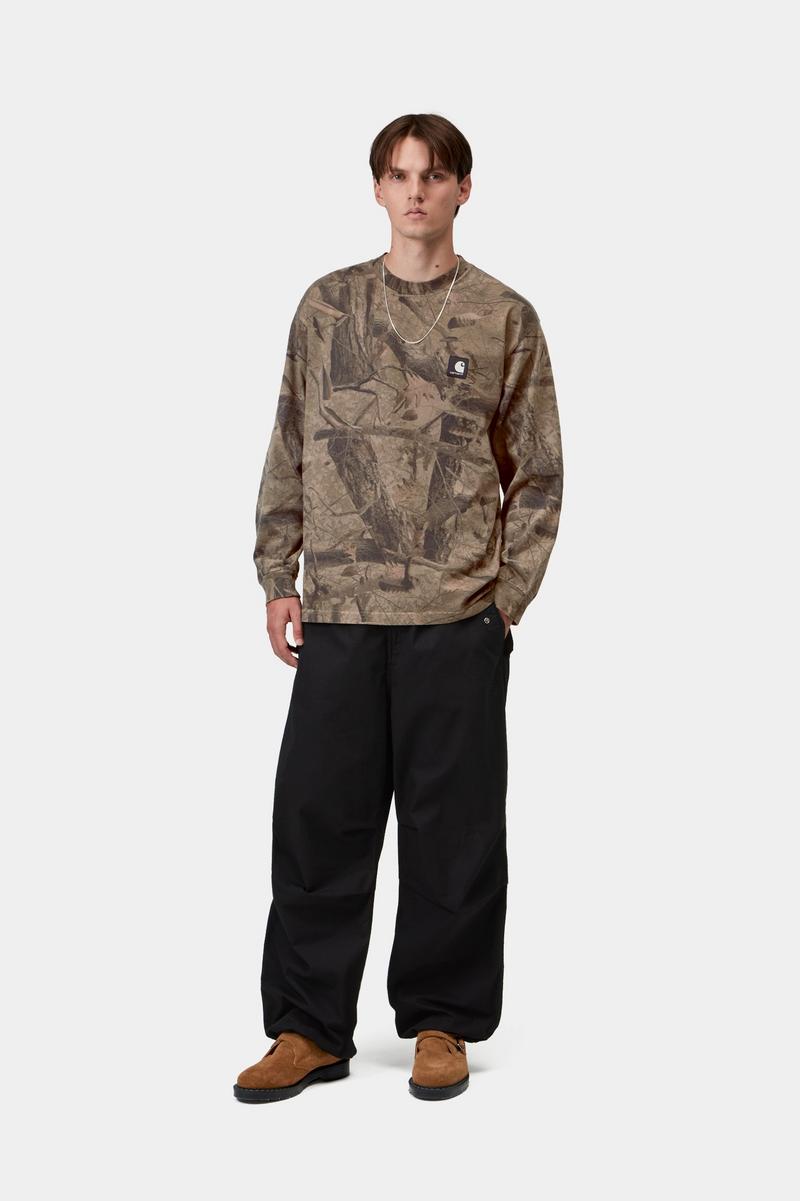 Carhartt L/S Feather Tree T-Shirt - Camo Feather Tree, Khaki / Shungite, Garment dyed