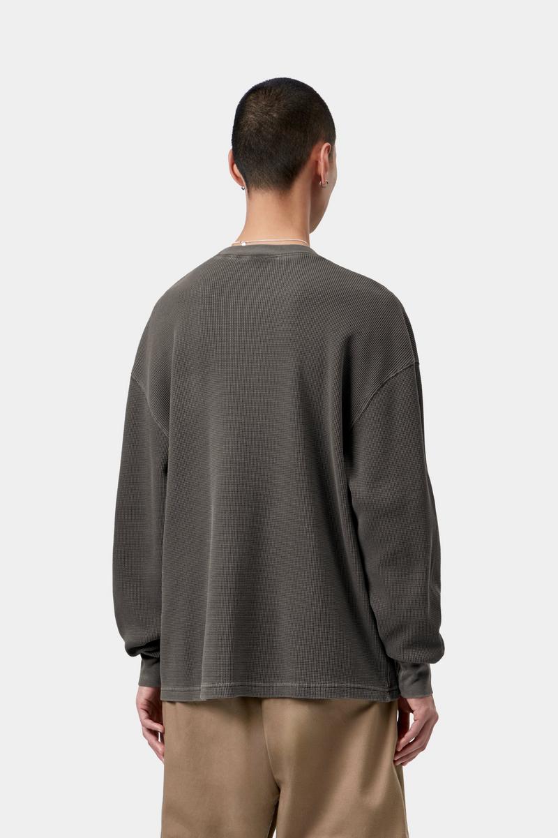 Carhartt L/S Vista Waffle T-Shirt - Black, Garment dyed