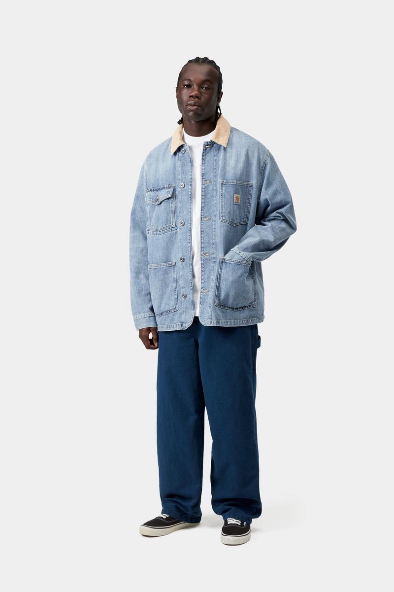 Carhartt Warren Chore Coat - Blue / Dusty H Brown, Burst washed