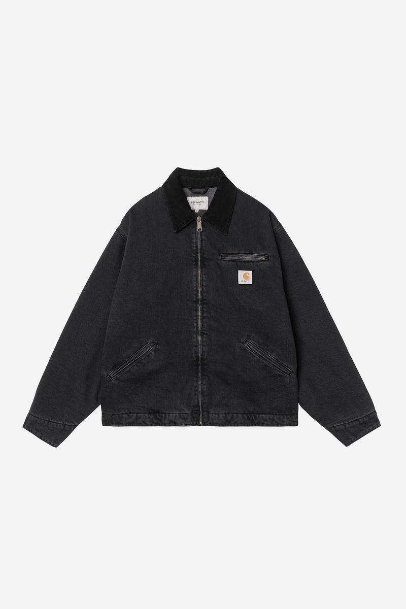Carhartt OG Detroit Jacket - Black / Black, Stone washed