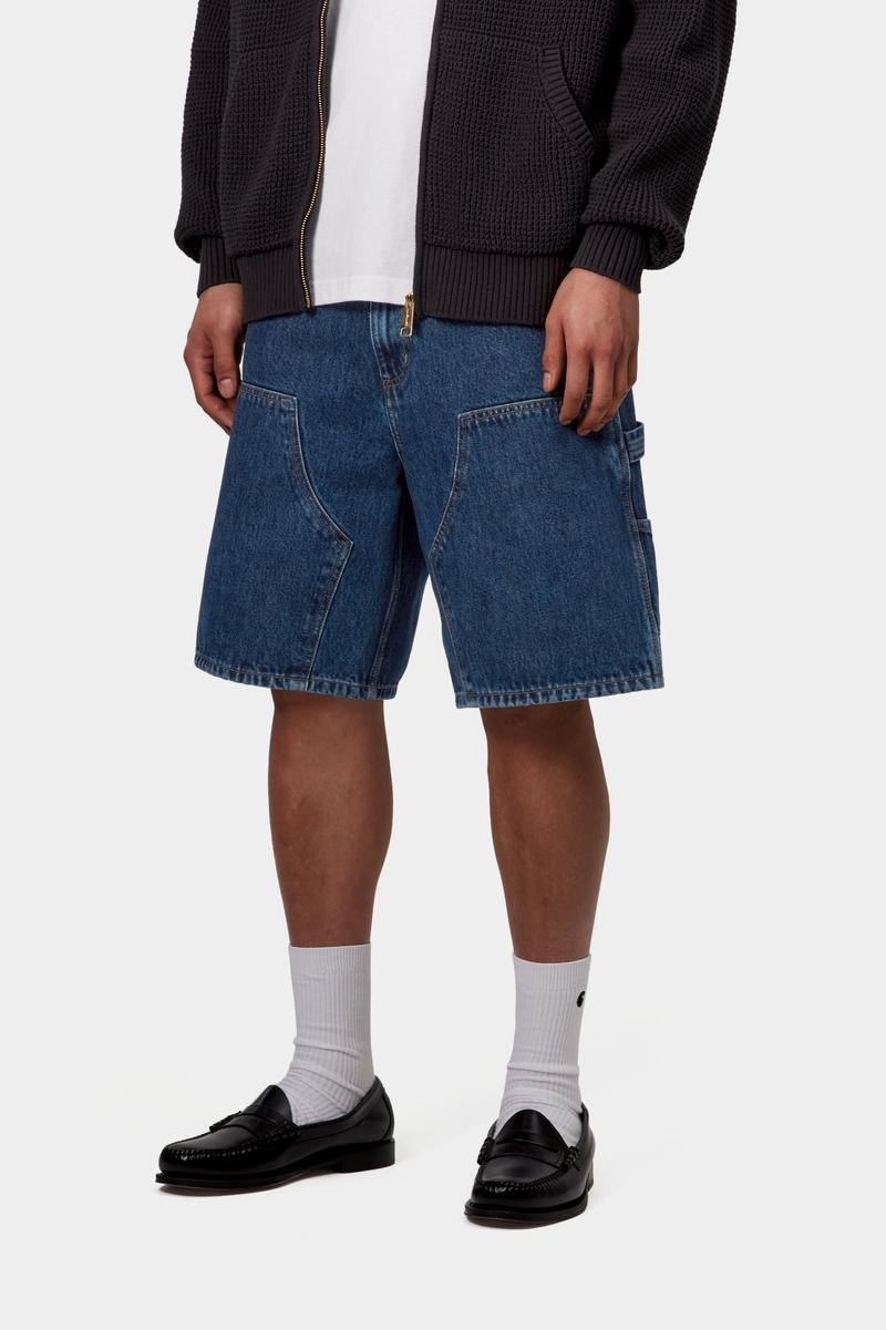 Carhartt Double Knee Short - Blue, Stone washed