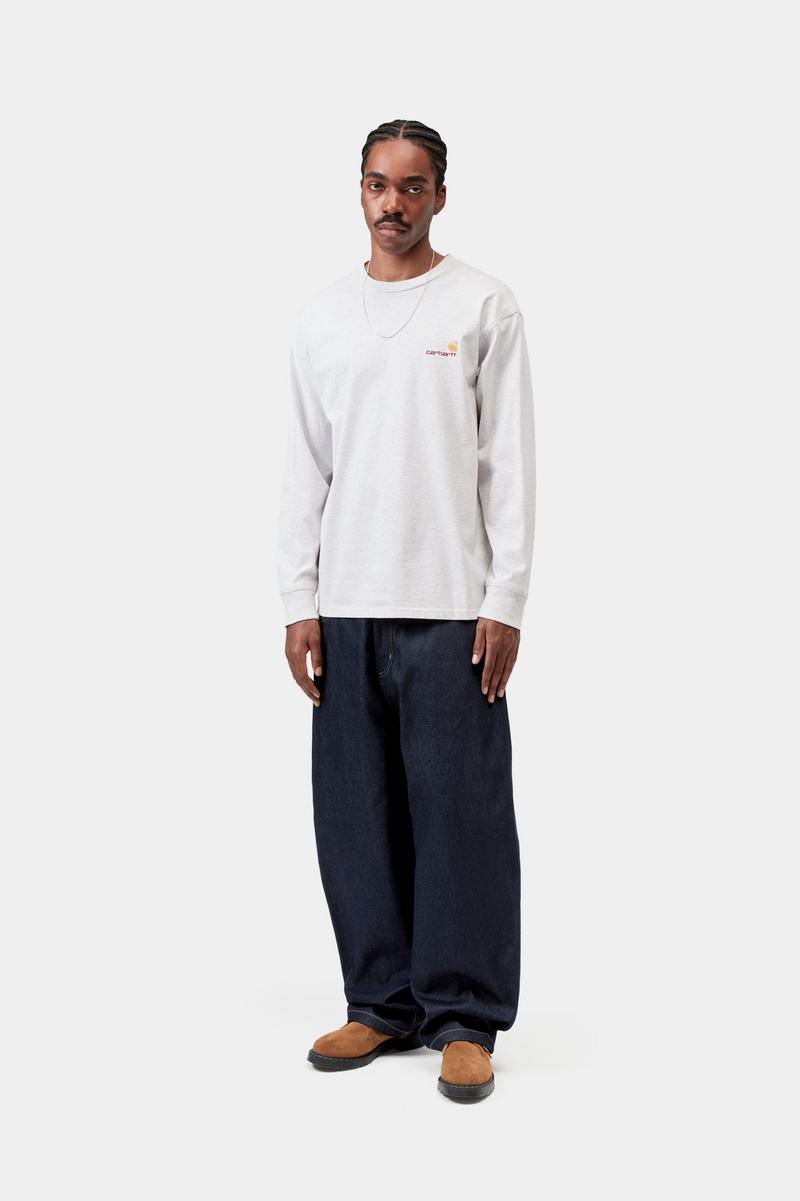 Carhartt L/S American Script T-Shirt - Ash Heather