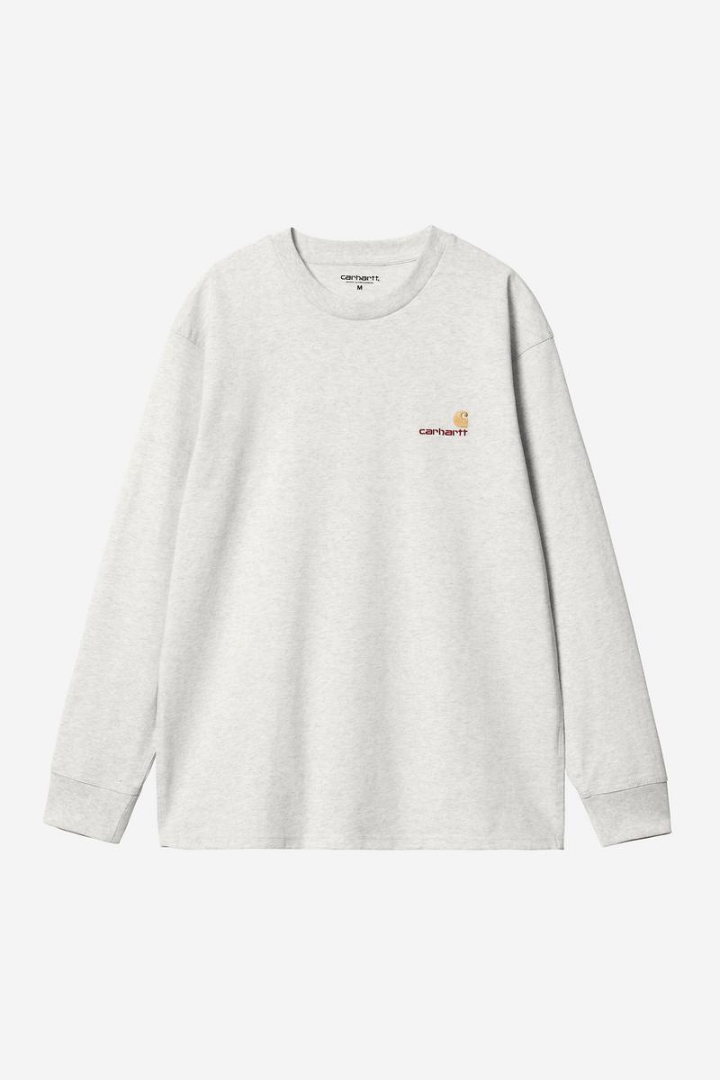 Carhartt L/S American Script T-Shirt - Ash Heather