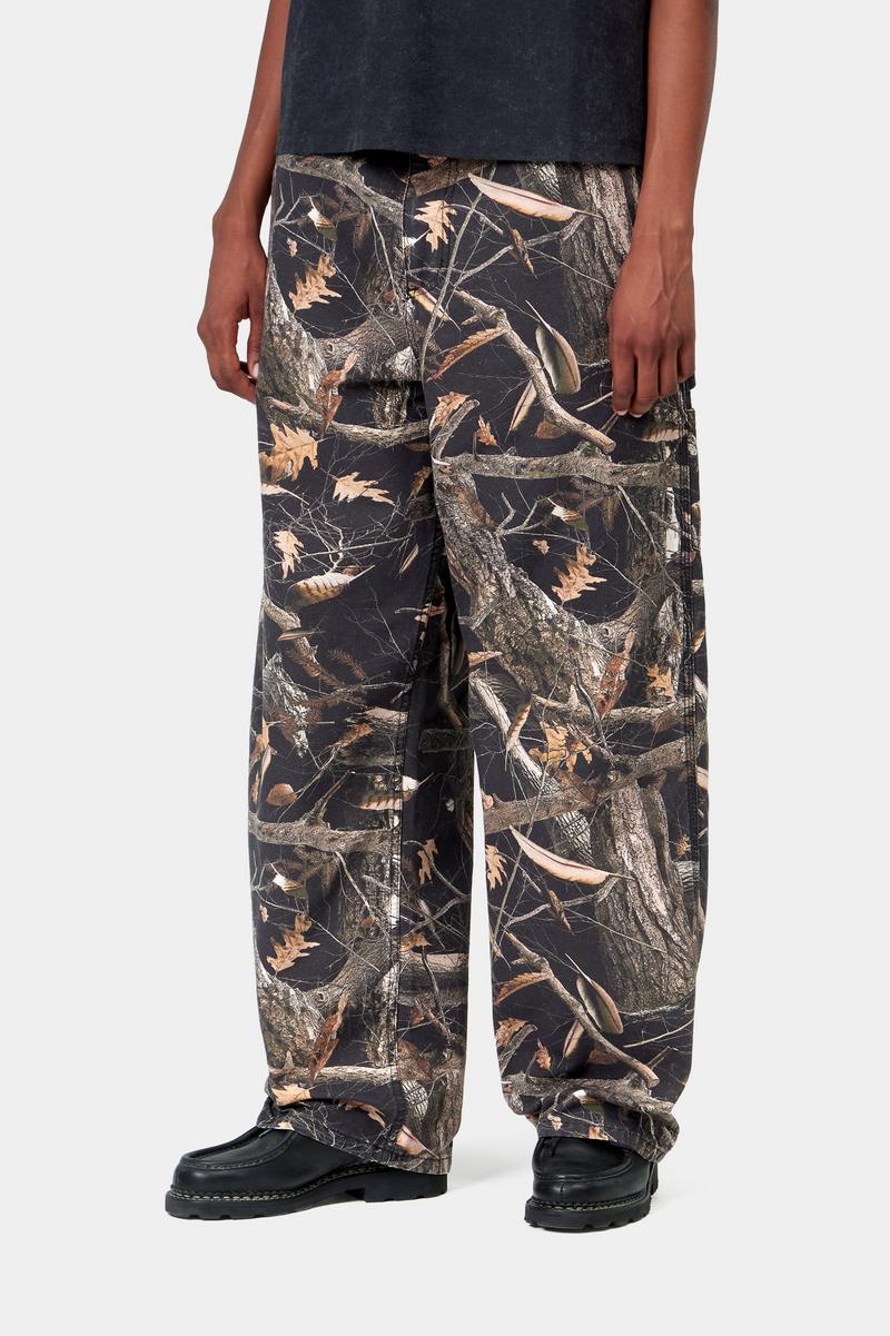 Carhartt Brandon Single Knee Pant - Camo Feather Tree, Black, Heavy stone wash