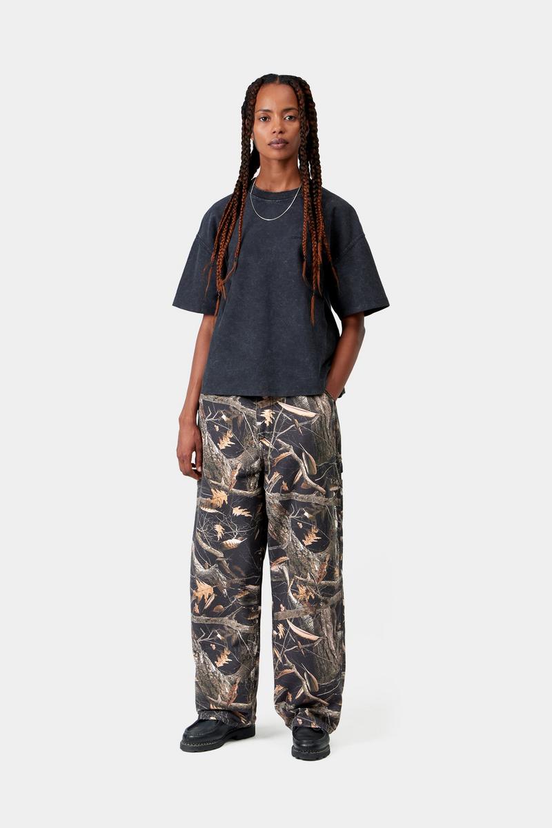 Carhartt Brandon Single Knee Pant - Camo Feather Tree, Black, Heavy stone wash