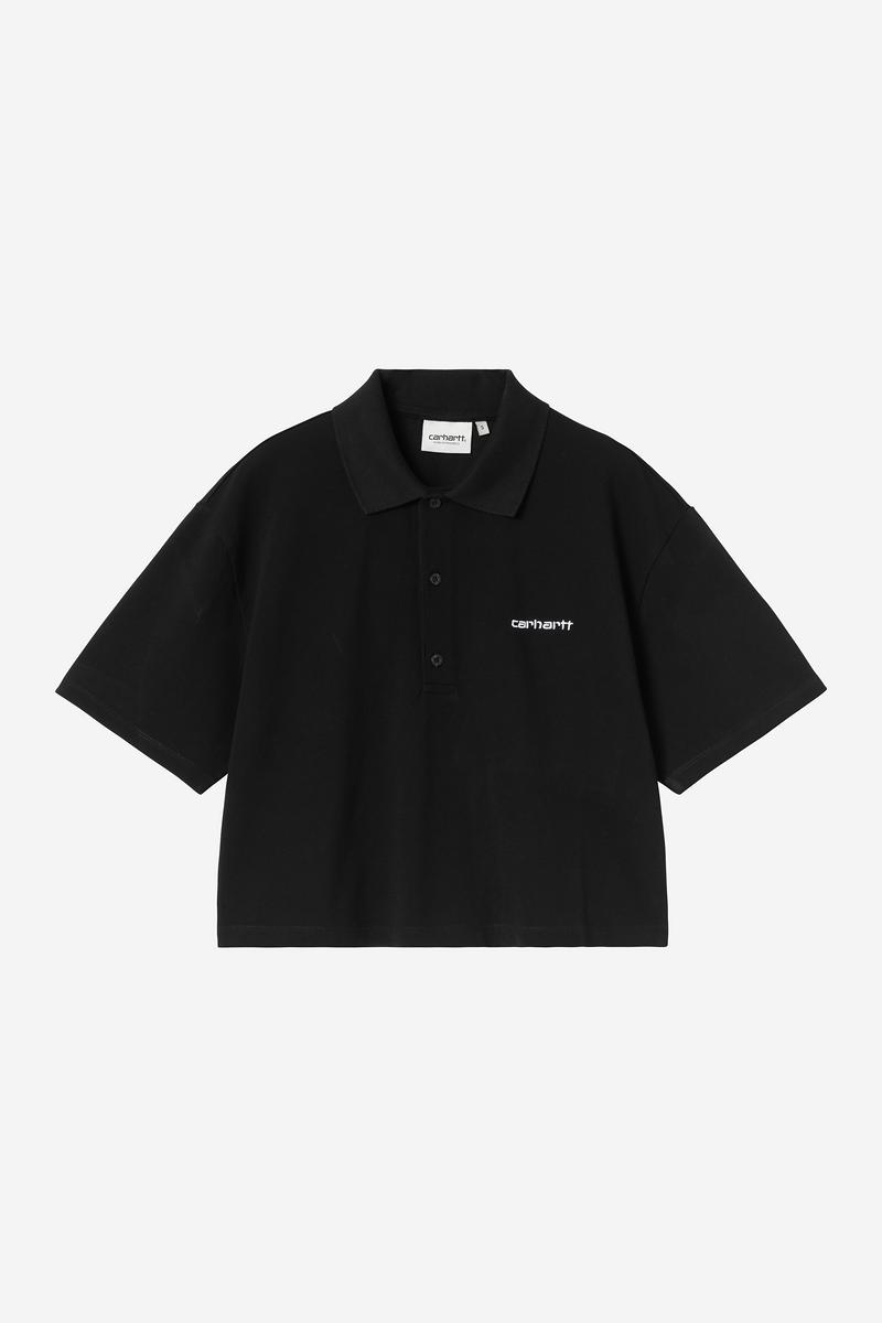 Carhartt S/S Carhartt Script Polo T-Shirt - Black / White