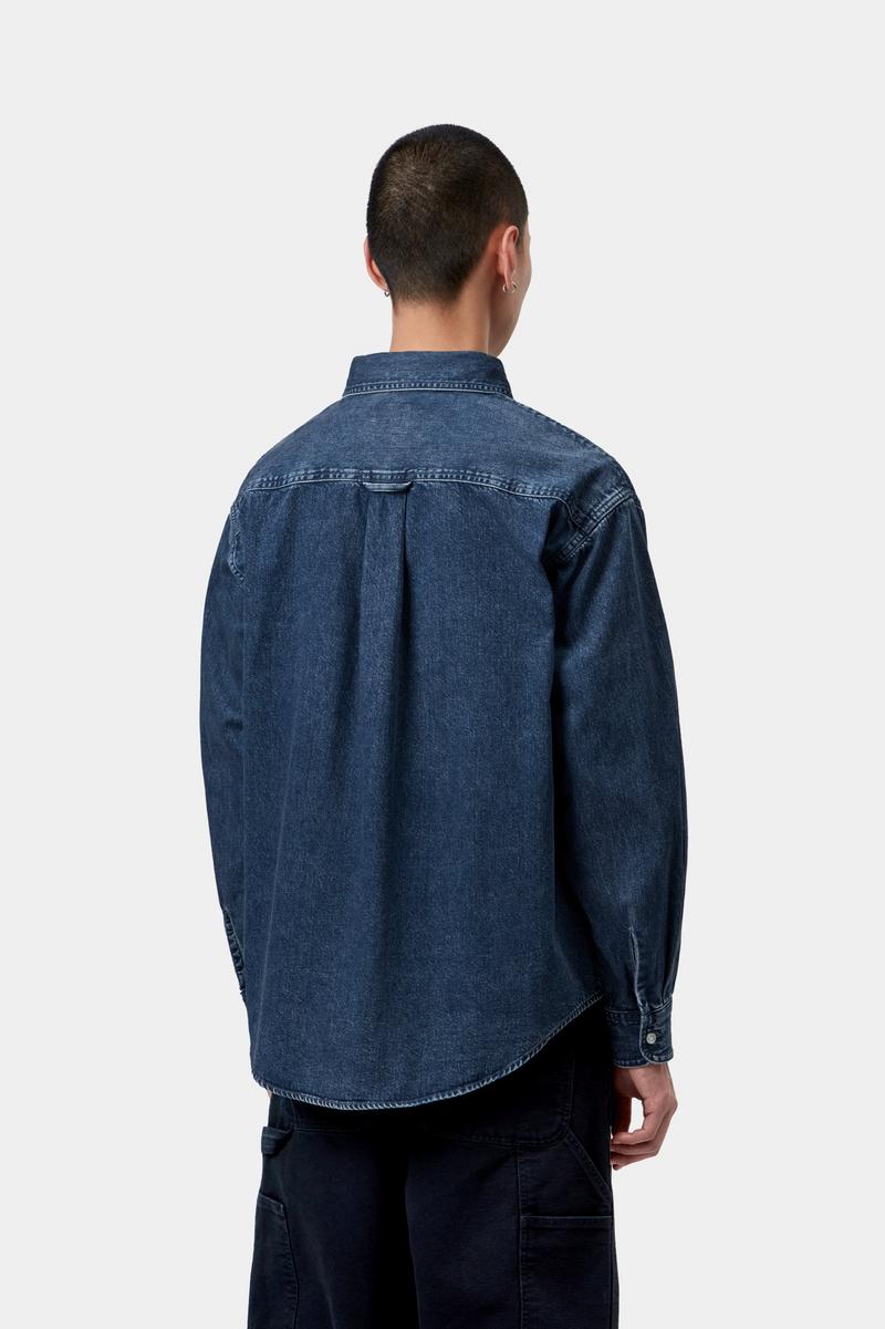 Carhartt L/S Lucas Shirt - Blue, Stone washed