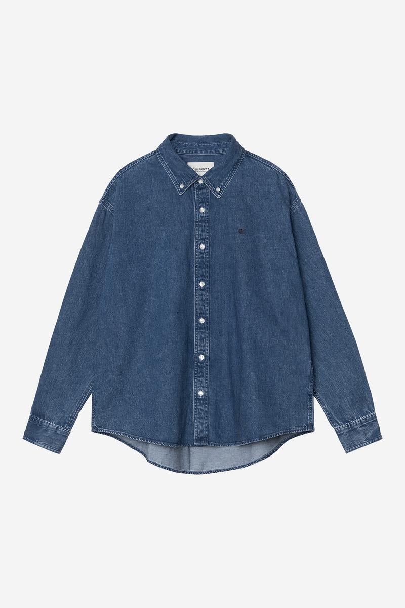 Carhartt L/S Lucas Shirt - Blue, Stone washed