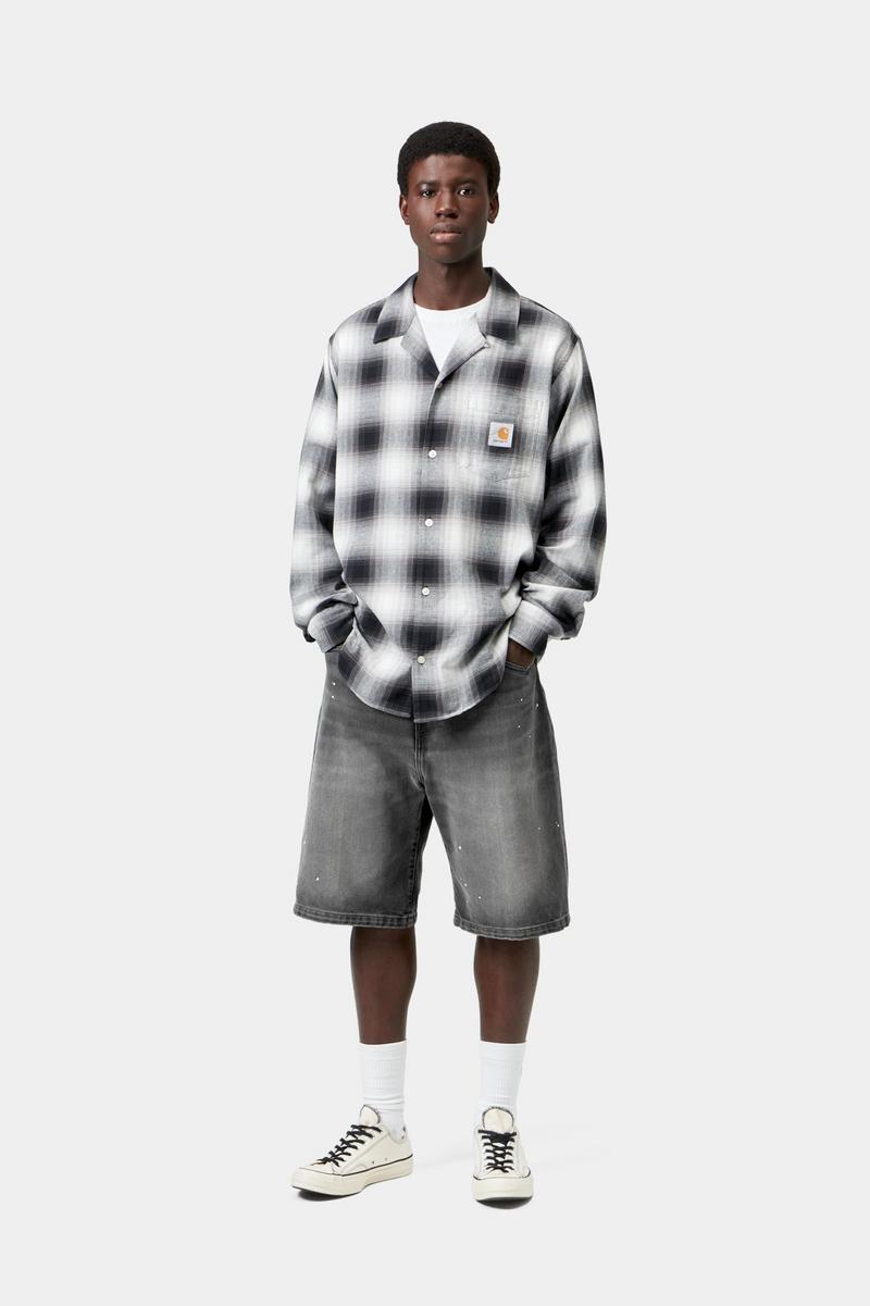 Carhartt Landon Short - Black, Destroy wash, splatter