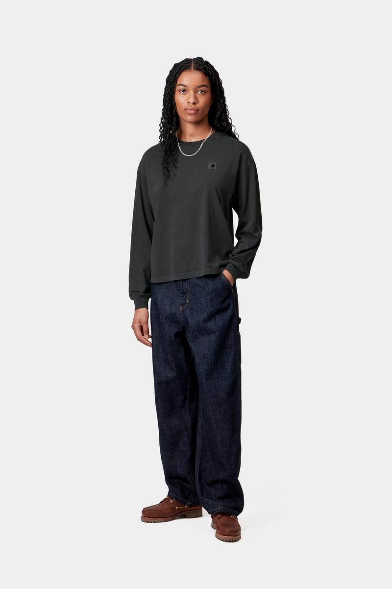 Carhartt L/S Nelson T-Shirt - Black, Garment dyed