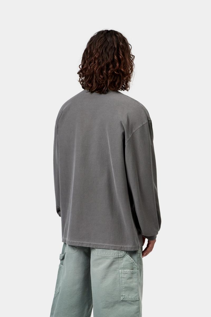 Carhartt L/S Loose Pocket T-Shirt - Black, Garment dyed