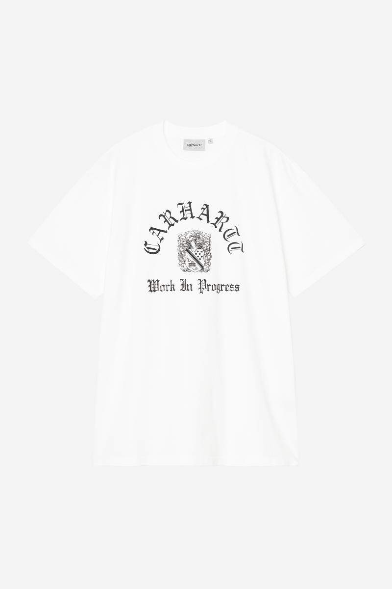 Carhartt S/S Coat Of Arms T-Shirt - White, Heavy stone wash