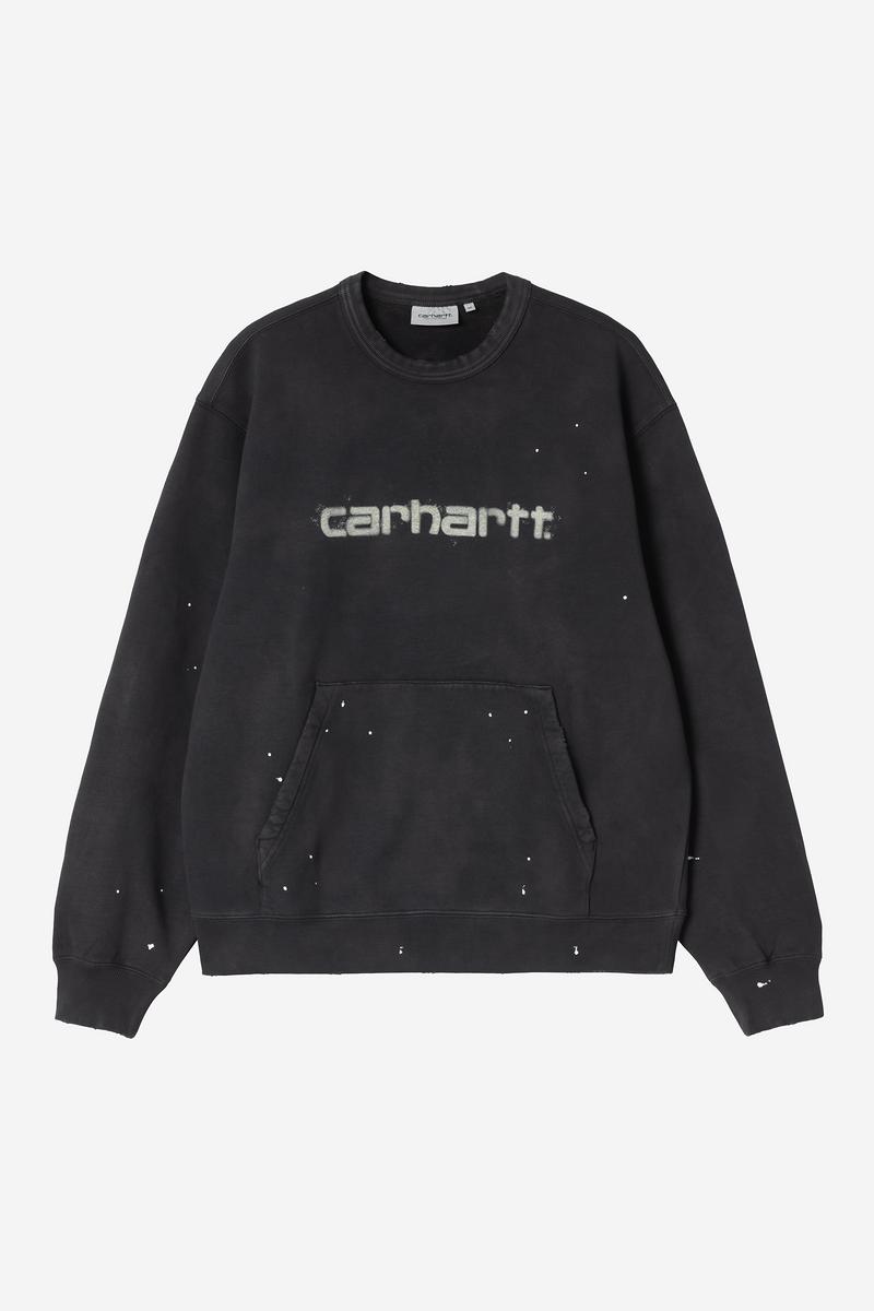 Carhartt Painter Sweatshirt - Black, Destroy wash, splatter