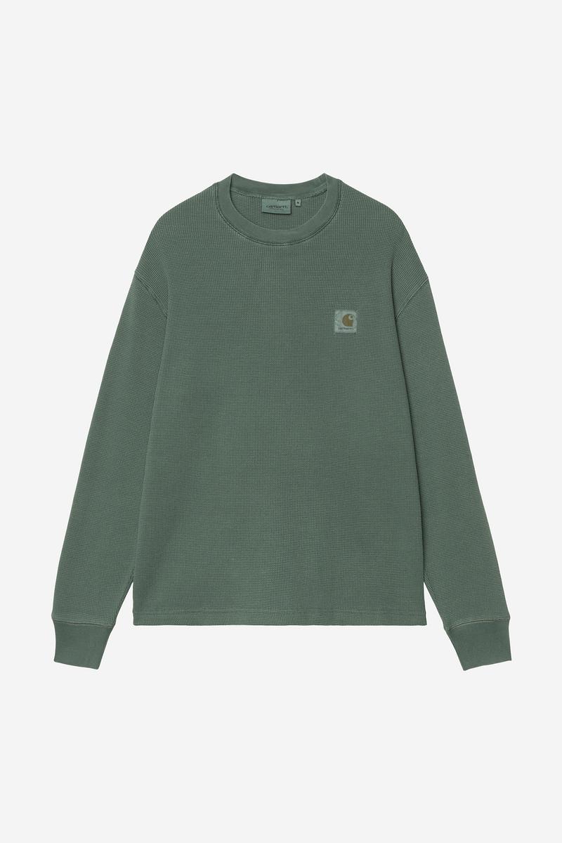 Carhartt L/S Vista Waffle T-Shirt - Dark Scarab, Garment dyed