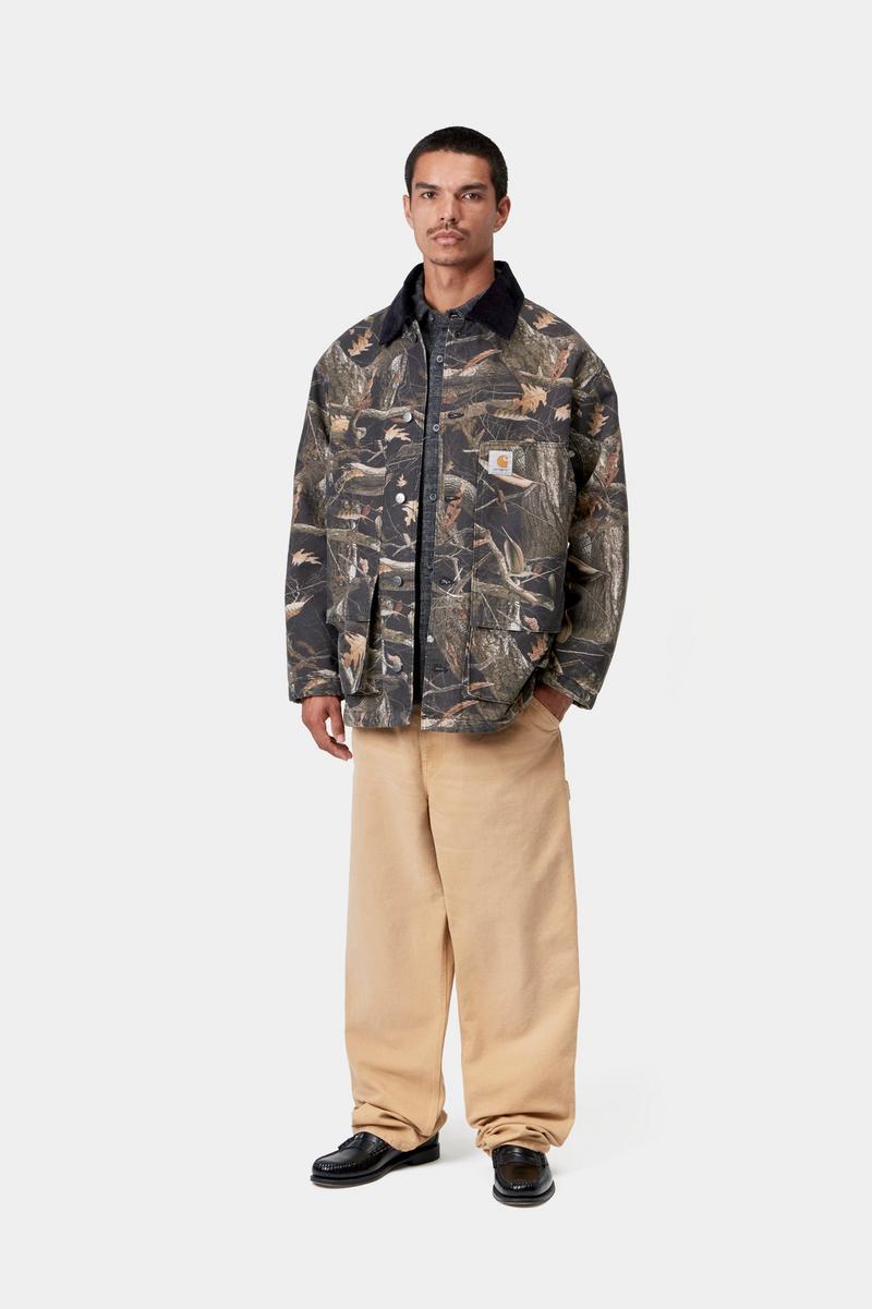 Carhartt Lander Coat - Camo Feather Tree, Black / Black, Stone washed