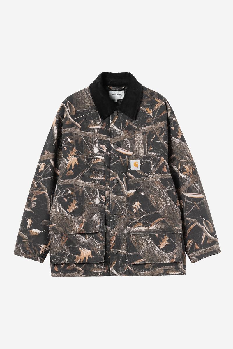 Carhartt Lander Coat - Camo Feather Tree, Black / Black, Stone washed