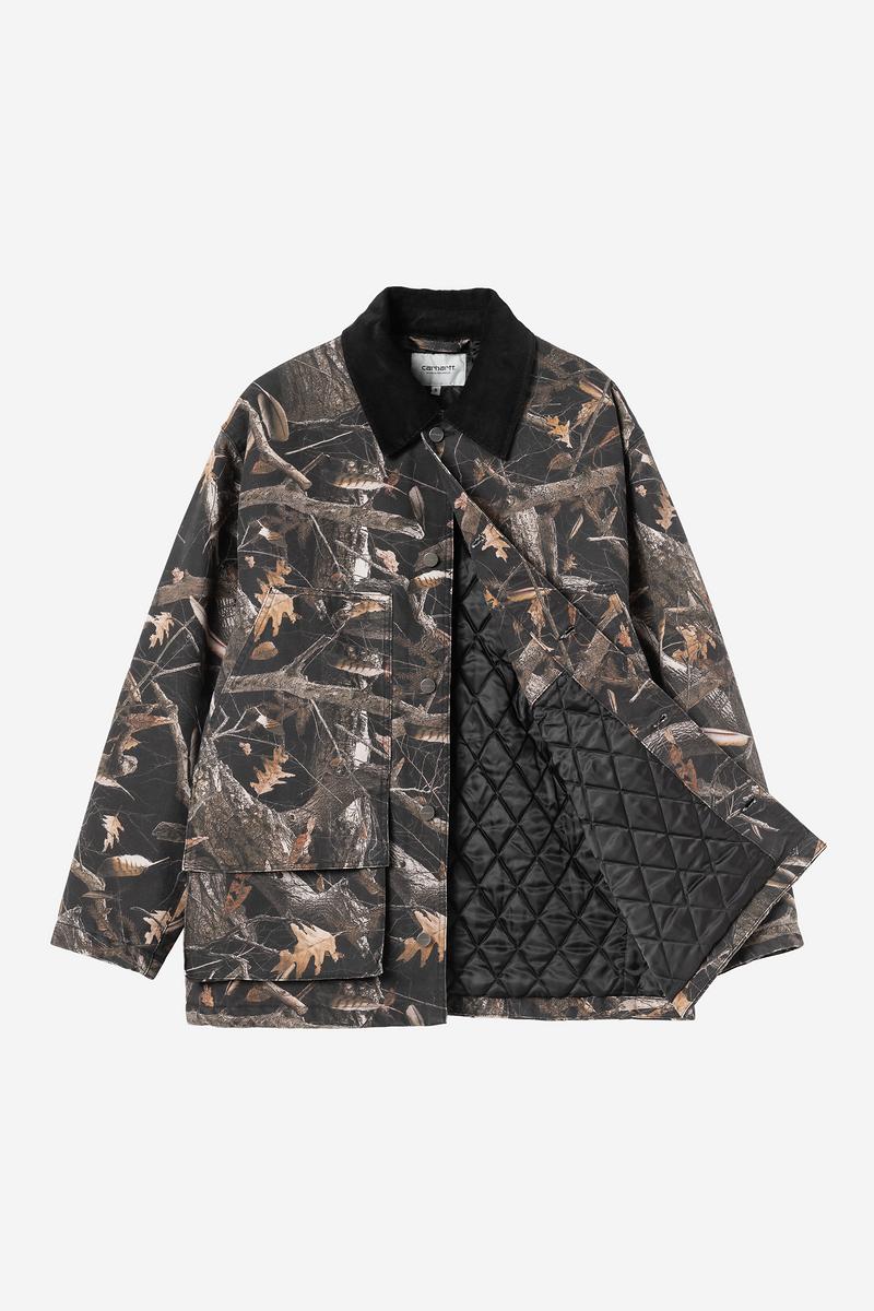 Carhartt Lander Coat - Camo Feather Tree, Black / Black, Stone washed