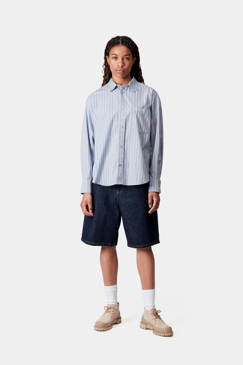 Carhartt L/S Grimsby Shirt - Grimsby Stripe, Blue Fog