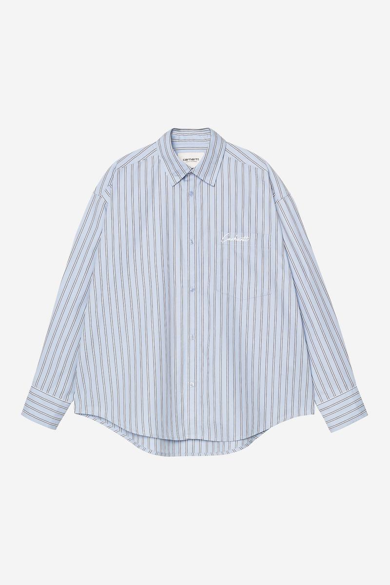 Carhartt L/S Grimsby Shirt - Grimsby Stripe, Blue Fog