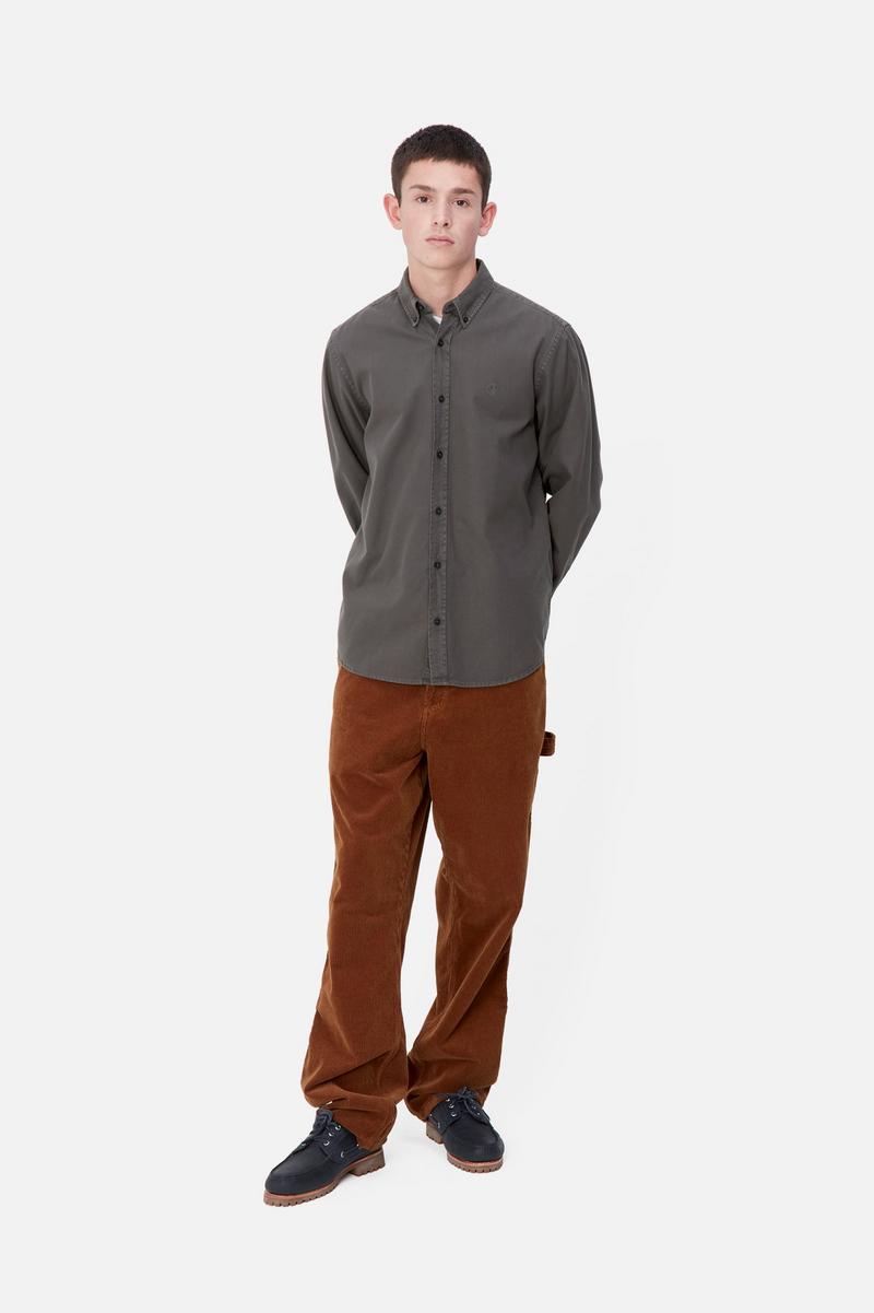 Carhartt L/S Bolton Shirt - Graphite, Garment dyed