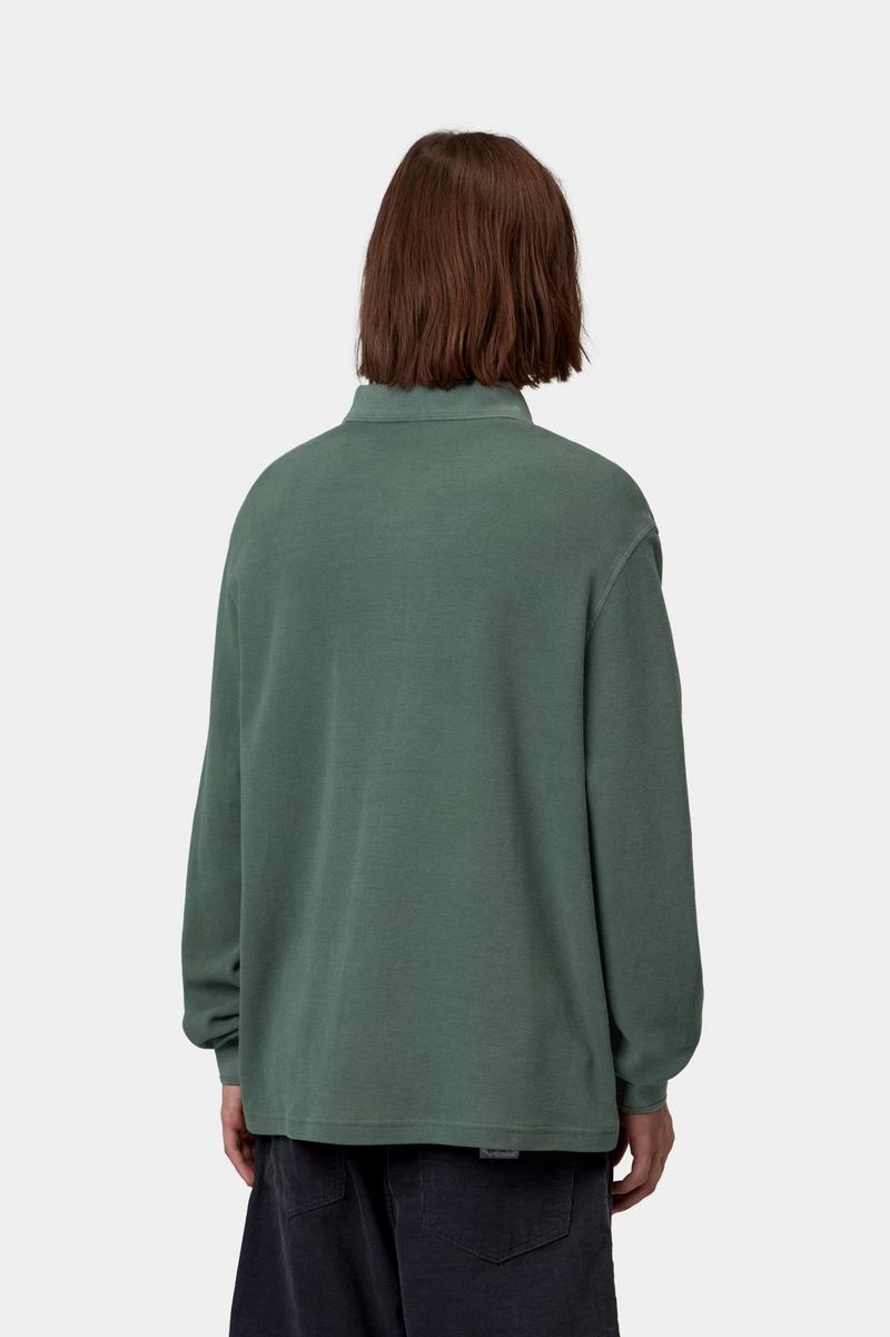 Carhartt L/S Waffle Rugby Shirt - Dark Scarab, Garment dyed