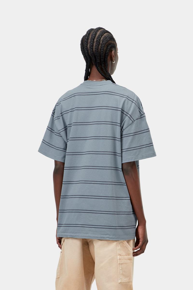 Carhartt S/S Bert Pocket T-Shirt - Bert Stripe, Shady Blue / Shady Purple, Garment dyed