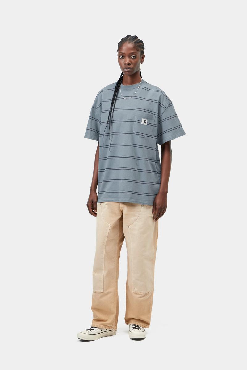 Carhartt S/S Bert Pocket T-Shirt - Bert Stripe, Shady Blue / Shady Purple, Garment dyed