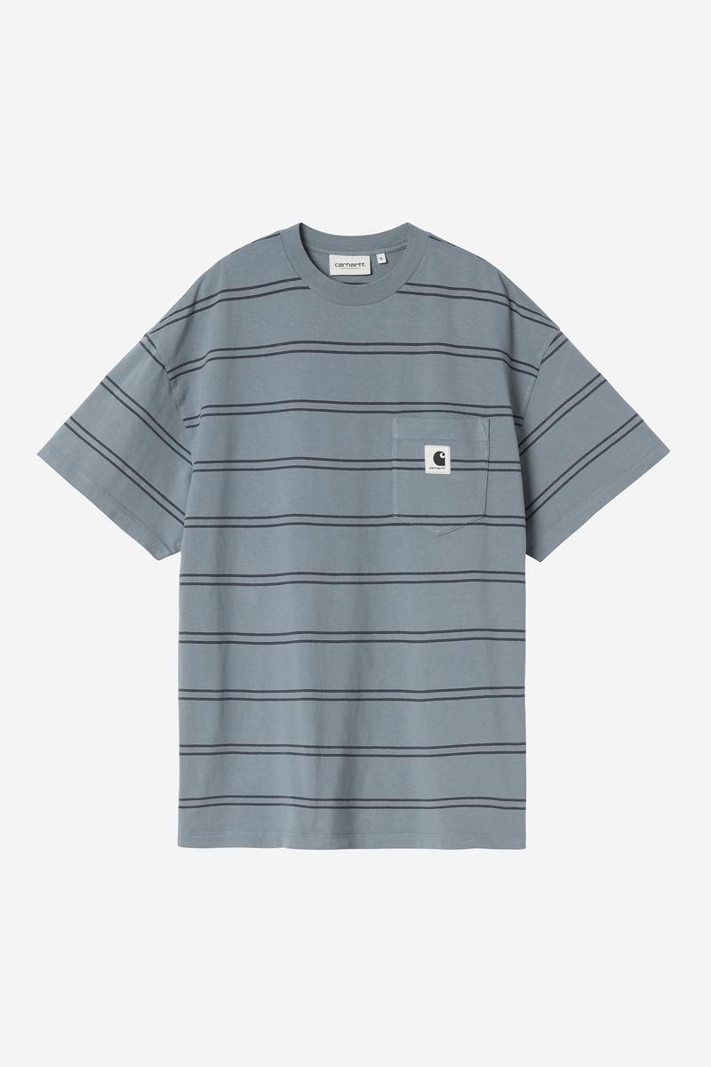 Carhartt S/S Bert Pocket T-Shirt - Bert Stripe, Shady Blue / Shady Purple, Garment dyed