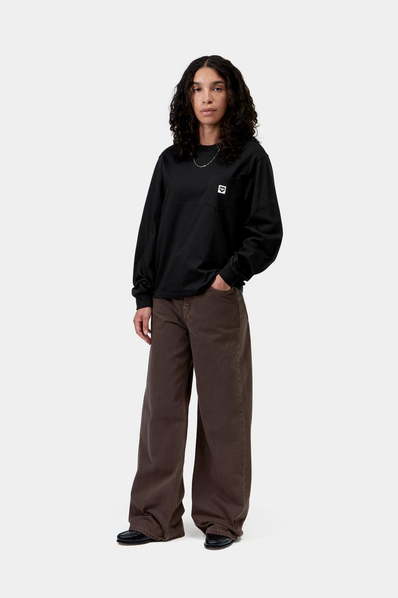 Carhartt L/S Pocket Small Heart T-Shirt - Black / Black