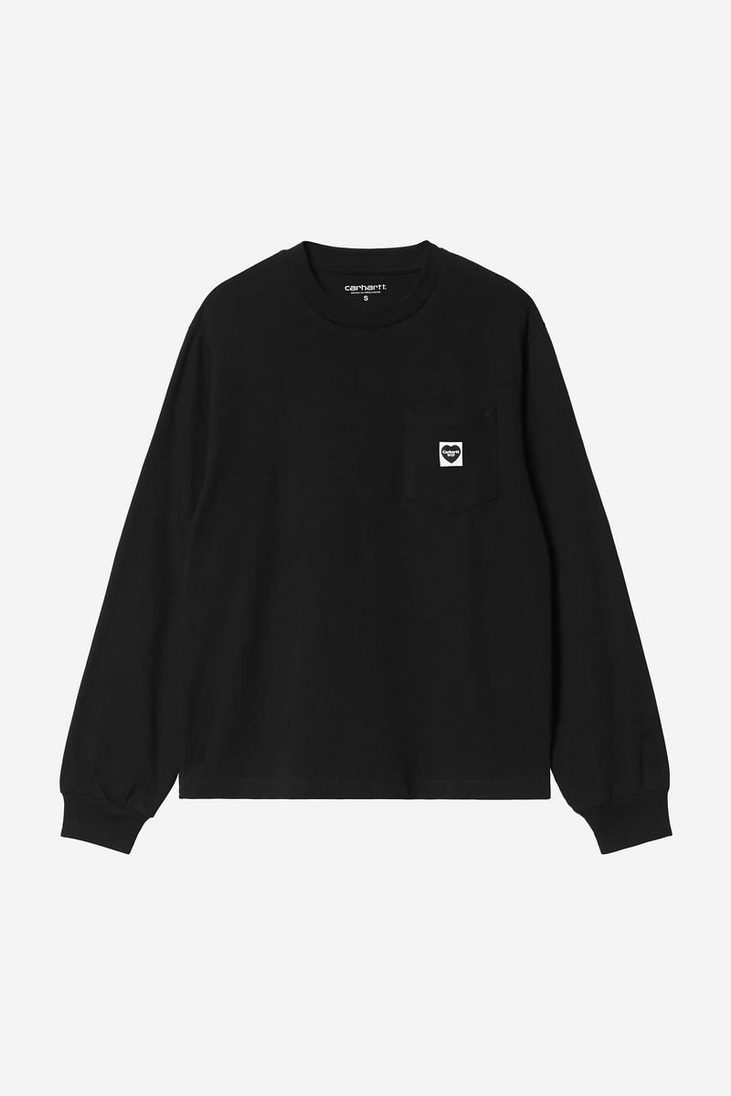Carhartt L/S Pocket Small Heart T-Shirt - Black / Black