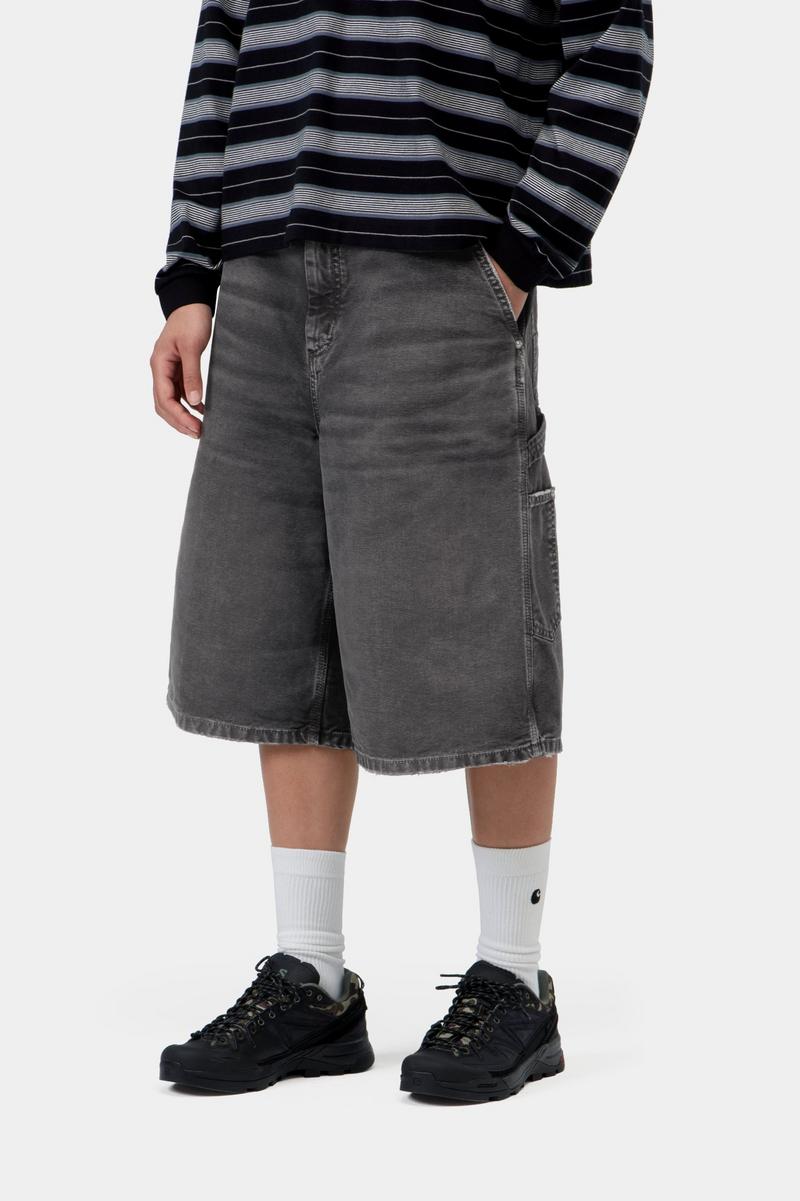 Carhartt Nixon Single Knee Short - Black, Destroy wash