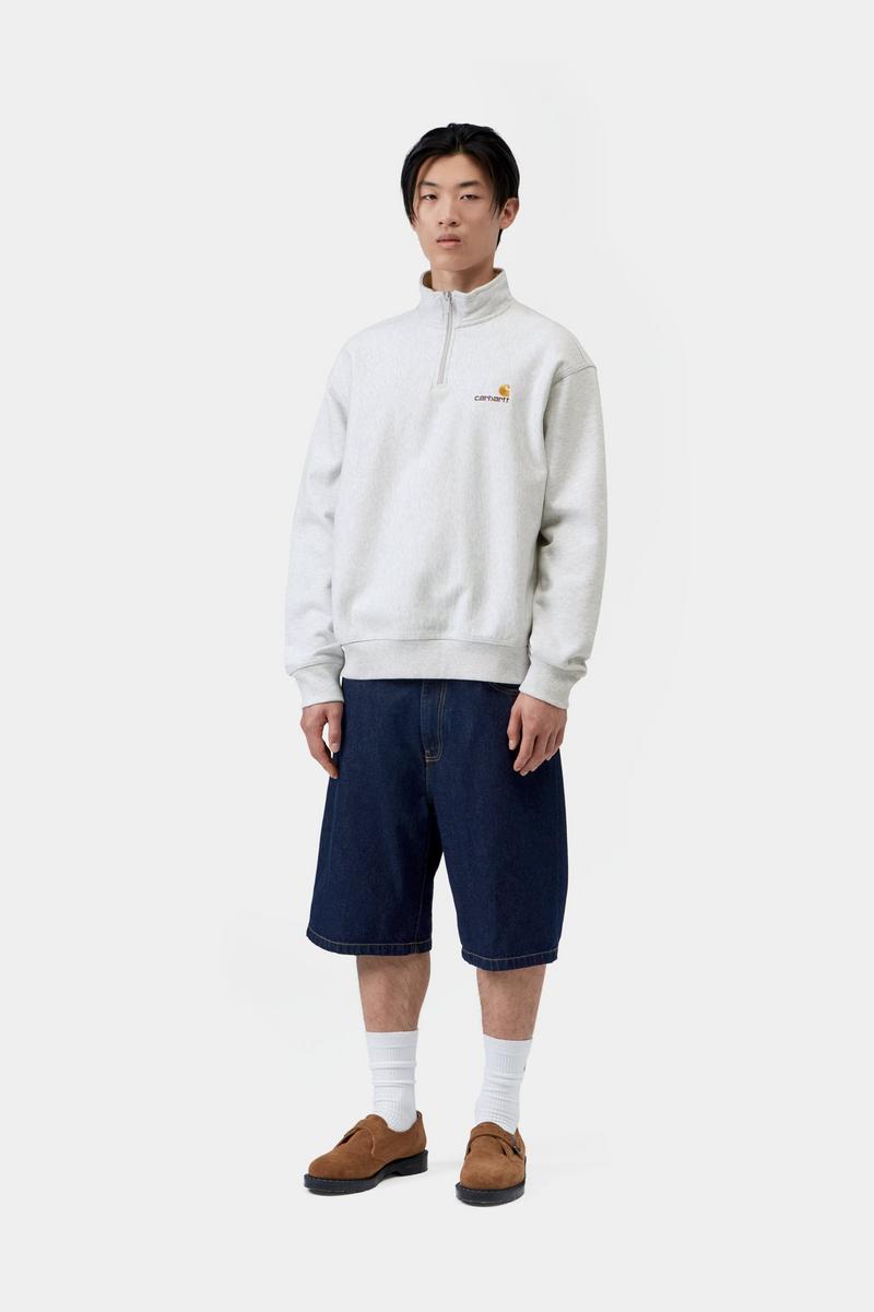 Carhartt Half Zip American Script Sweatshirt - Ash Heather