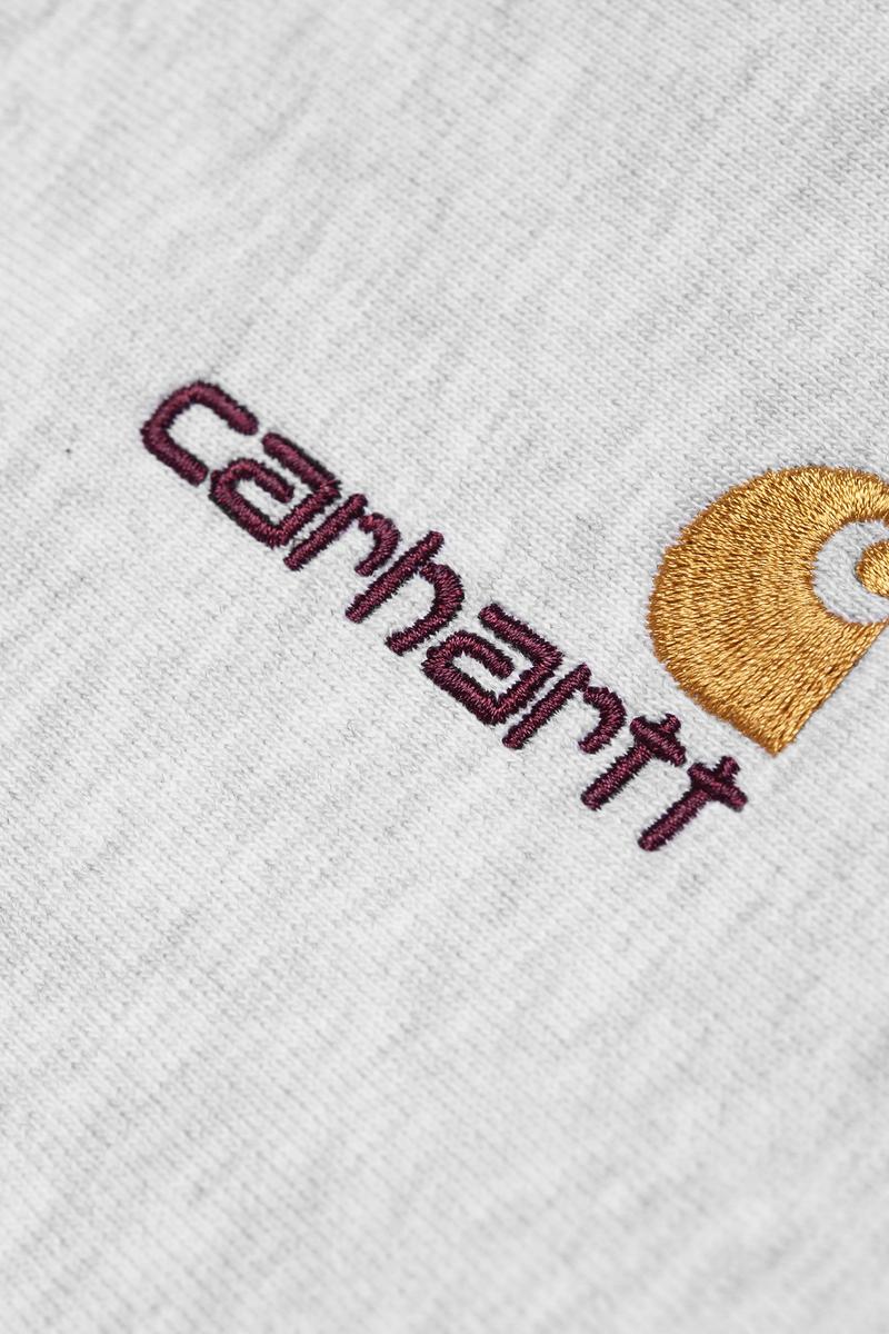 Carhartt Half Zip American Script Sweatshirt - Ash Heather