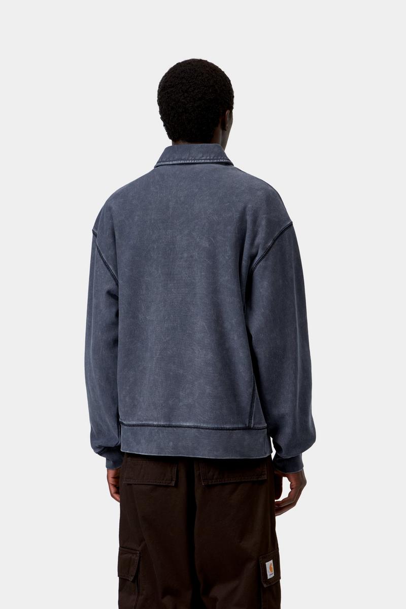 Carhartt Lambert Polo Sweat - Dark Navy, Moon wash